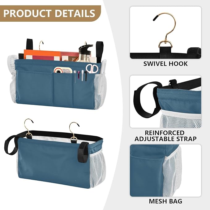 DOMIKING Caribbean Blue Bedside Caddy - Image 5