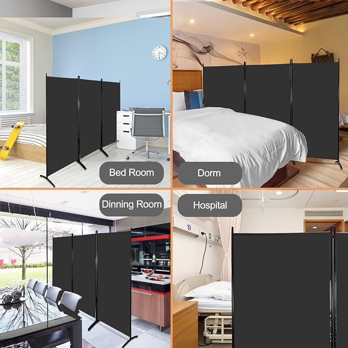MAYOLIAH Partition Room Dividers 3 Panel Folding Privacy Screens 6 Ft Tall | - Image 6