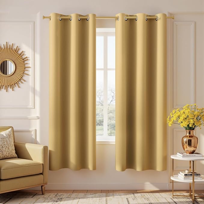 KOUFALL Living Room Curtains 63 Inch Length, 2 Panels Thermal Insulated Black by KOUFALL