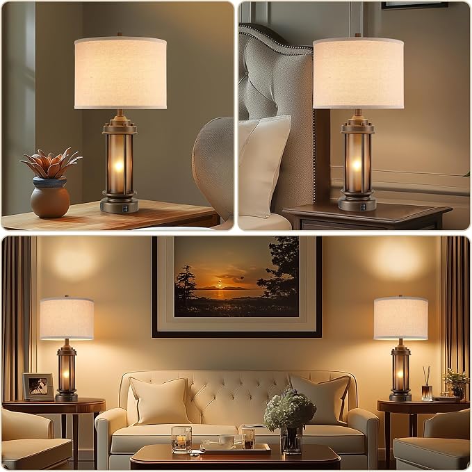 AIEAMPDO Set of 2 Farmhouse Table Lamps - Image 3