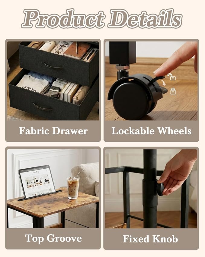 Faesun Swivel Lift Top Nightstand - Image 6