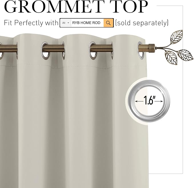 RYB HOME Temporary Doorway Curtains Blackout Privacy Room Divider Curtains | - Image 3