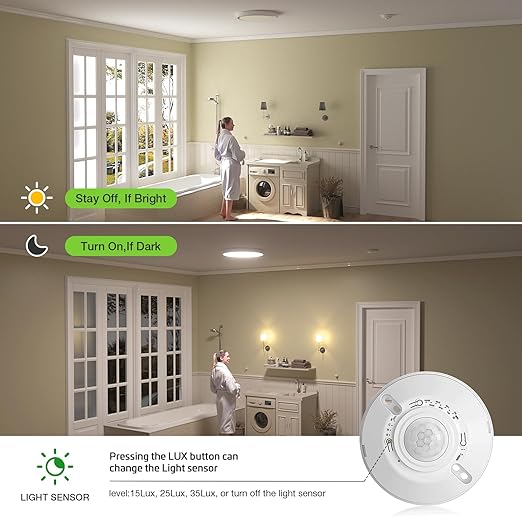 RAYZEEK 360 Degree Ceiling Mount Occupancy Sensor Switch, 5A,120V, High Sensitive Ceiling Motion Sensor,1600 Sq Ft Coverage, Commercial or Residential Automatic Sensing Solution,Neutral Wire Required