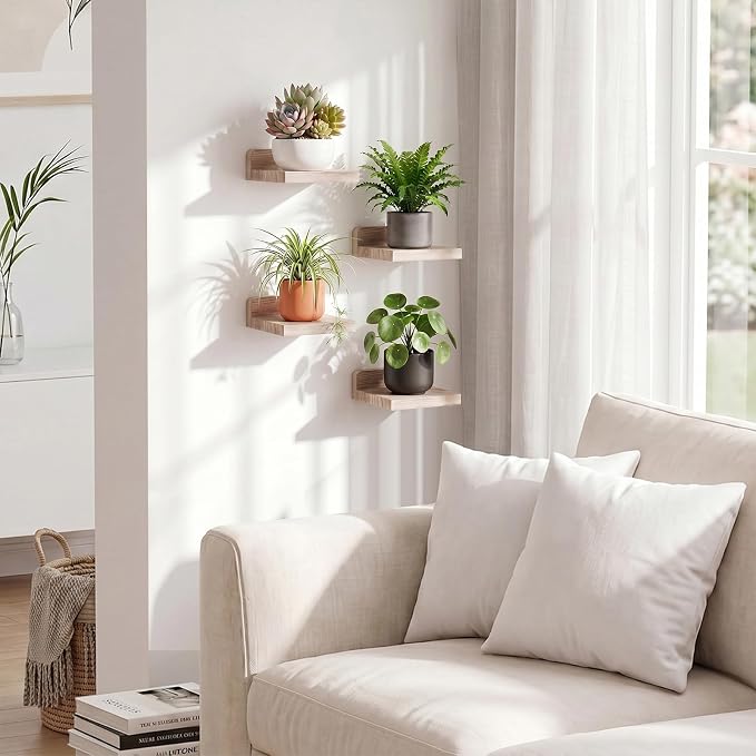 Fixwal Small Floating Shelves for Wall | Rustic wood shelf for displaying mini - Image 2