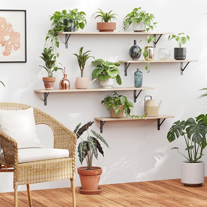 Long Wall Shelves, 47.3Inch Wooden Floating Shelves - Image 5
