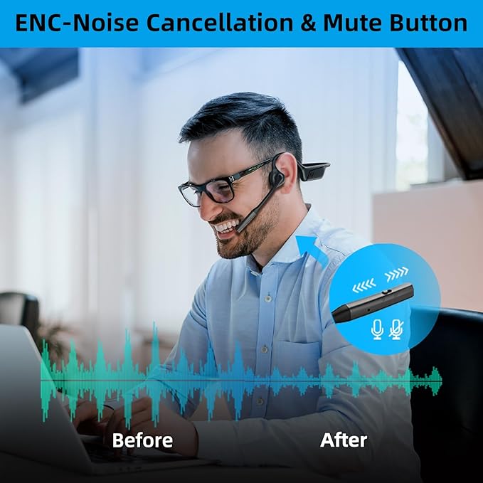 ZIOCOM Air Conduction Headphone, Open Ear Headphone with Mic and Noise Canceling, aptX-LL Bluetooth Wireless Headset with USB-A Dongle, Compatible with PS4/PS5/PC/Online Meeting