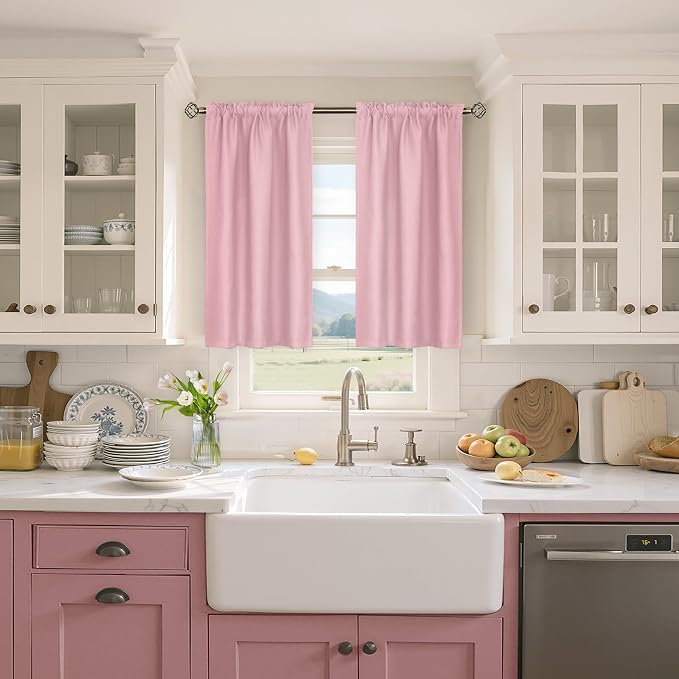 BGment Light Pink Room Darkening Curtains 45 Inches Long - Image 2