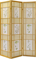 Legacy Decor Room Divider Screen 71-in Tall 3-Panel Natural Botanical Print | by LegacyDecor