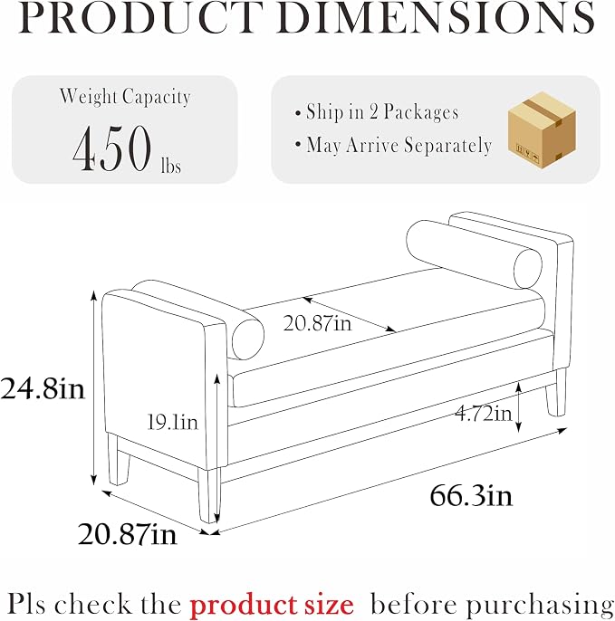 Aoiy & Wifon 66.34" W King Size Bench - Image 3