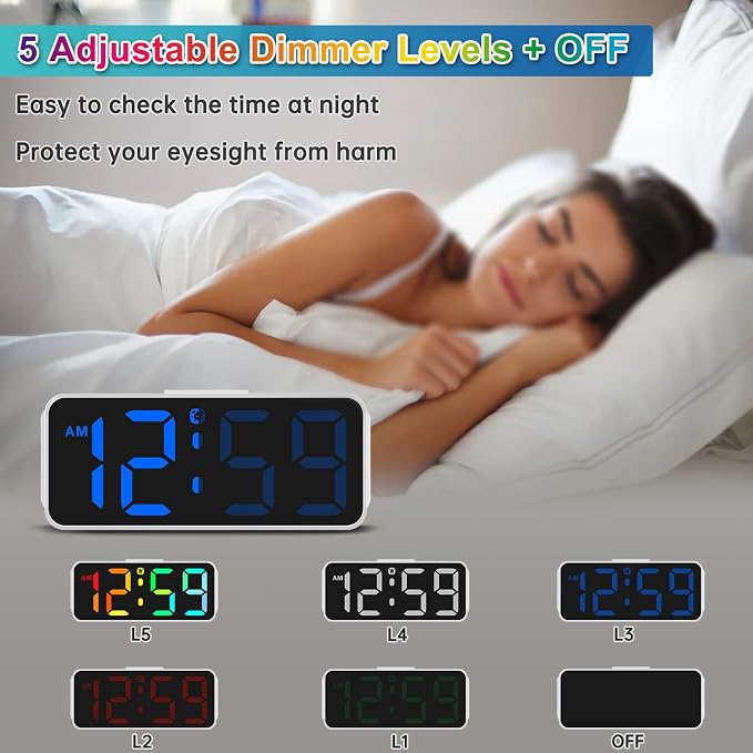 Peakeep Small Cute Digital Alarm Clock Plug in - Image 4