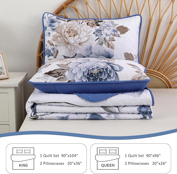 WONGS BEDDING Quilt King Size, Soft Microfiber Lightweight Bedspread Bedding Set - Image 7
