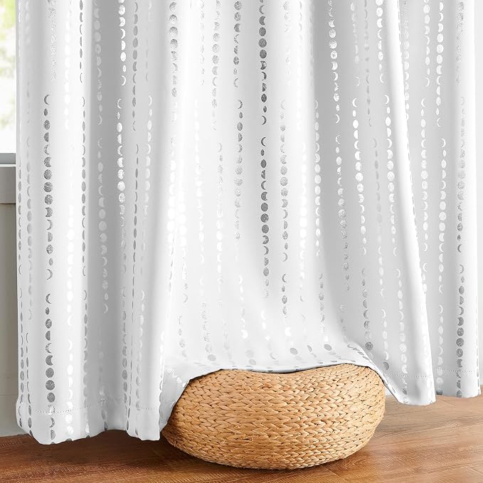 jinchan Boho Blackout Curtains 90 Inches Long Moon Phase Printed Drapes | - Image 7