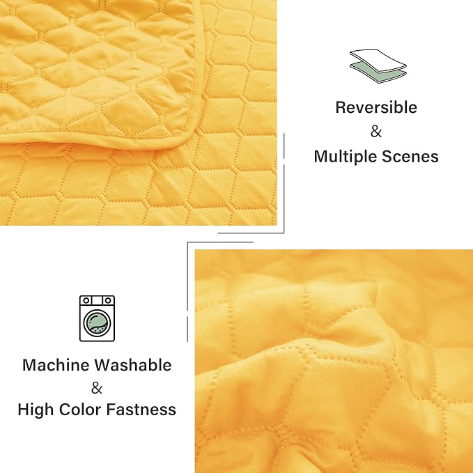 Exclusivo Mezcla Reversible King Size Quilt Bedding Set, Bright Yellow | - Image 6