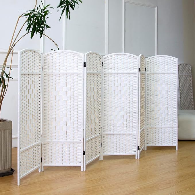 6 Panel Rattan Divider Short Room Partition Screen, Double Sided Folding Divider - Image 5