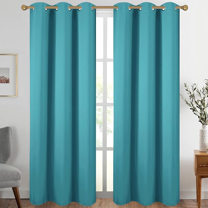 Diraysid Teal Grommet Blackout Curtains by Diraysid%2C+refresh+your+life