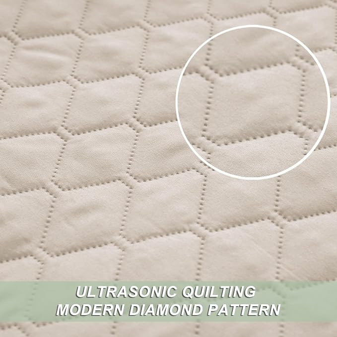 Exclusivo Mezcla Reversible California King Quilt Set, Brich Beige | - Image 4