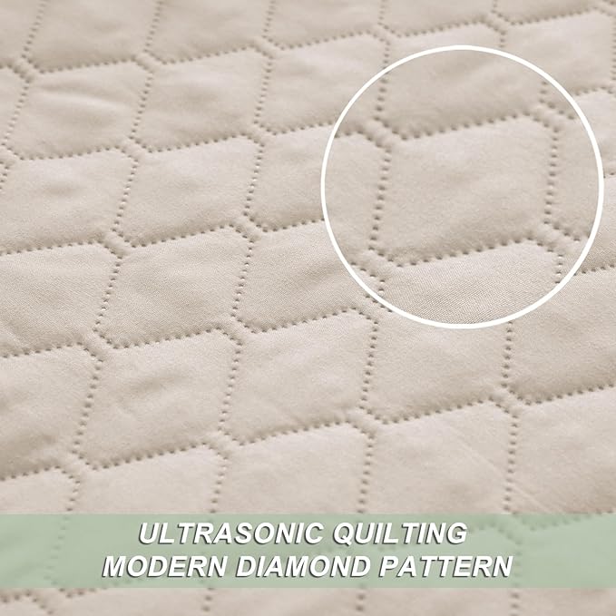 Exclusivo Mezcla Reversible Full Queen Quilt Bedding Set, Brich Beige | - Image 4