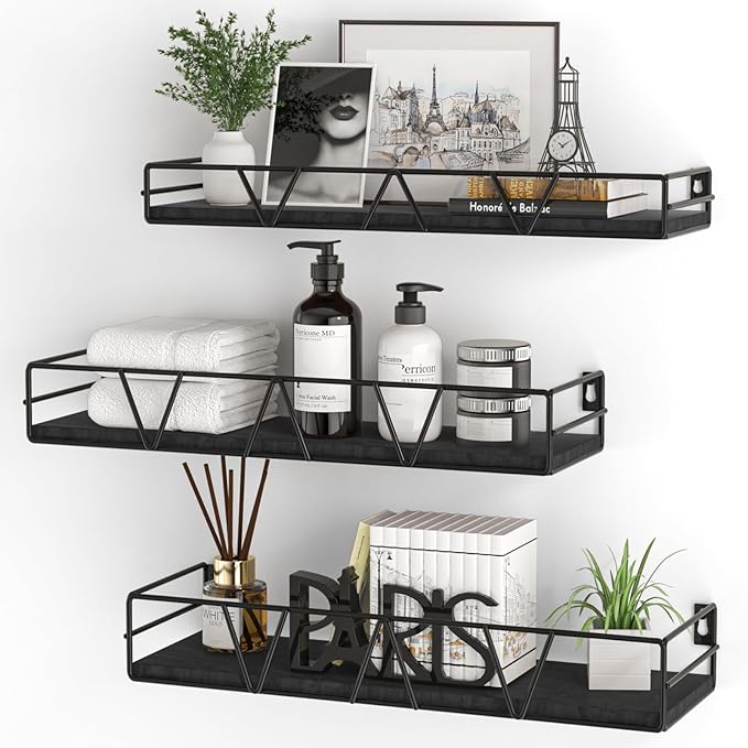 Floating Shelves Set of 3, Wood Wall Shelf, Farmhouse Shelf by Amoot