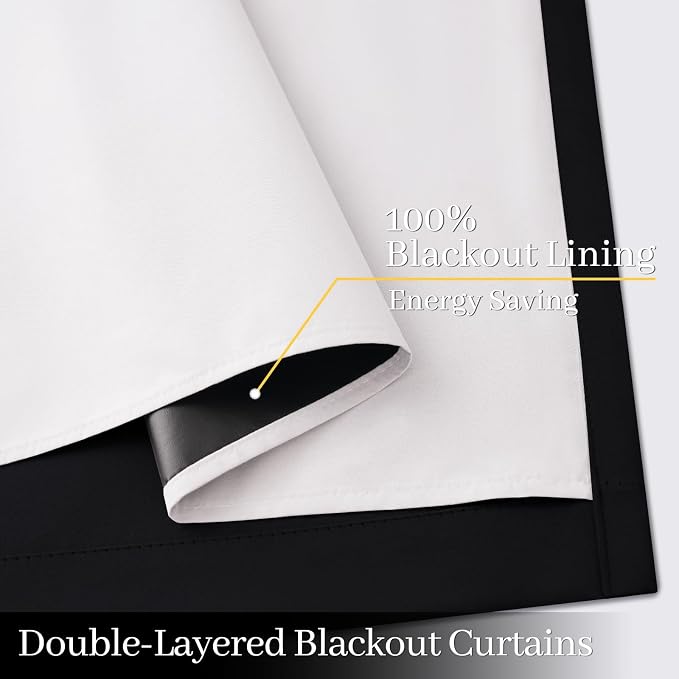 Yakamok Black 100% Blackout Curtains 84 Inches Long - Image 4