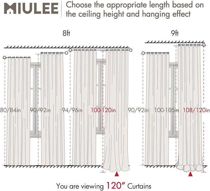 MIULEE 100% Blackout Back Tab Pleat Linen Curtains 50" Wx120 L, Dutch Cocoa | 2 - Image 8