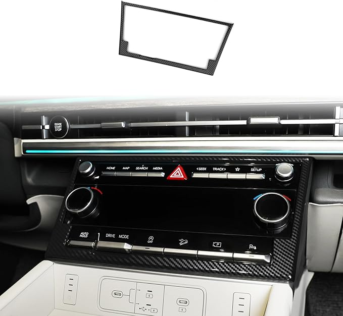 YOUTOOCAR Climate Control Panel Trim Frame Cover Compatible with Hyundai Santa Fe 2024–2025 Accessories (Carbon Fiber Pattern)