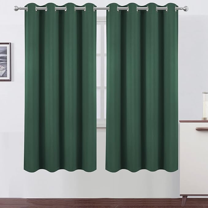 100% Blackout Curtains 52 x 72 Inch/Green Curtains 2 Panels - Image 2