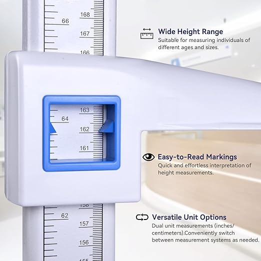 Tetuga Height Measurement Medical Portable Stadiometer Height Rod 8-82 inch/20-210 cm/Unit with cm & inch, Accurate Scale Height Measuring Tool for Office Home Wall Adults Kids