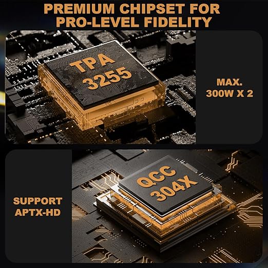 Ampapa 2 Channel Bluetooth Amp: HiFi 300W x2 Stereo Amplifier with BT 5.2 | HPF | Digital VU Meter | SUB Pre-Out | TRS Balanced Input | Tone Control & Remote for Home Theater Bookshelf Speakers (D1)