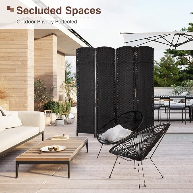 Room Divider 4 Panel 5.6 FT Tall Privacy Screen Waterproof Wood Frame Partition - Image 5