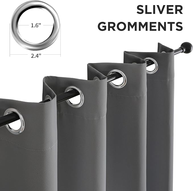 CUCRAF Light Grey Blackout Curtains 72 Inches Long, Thermal Insulated Noise - Image 2