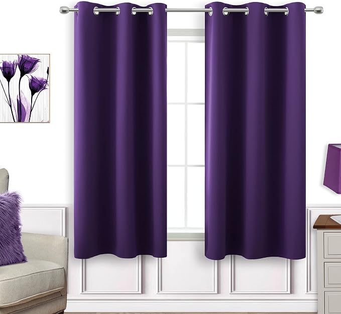 Purple Feminine Curtains for African American Women Girls 54 Inch Length 2 by KOUFALL