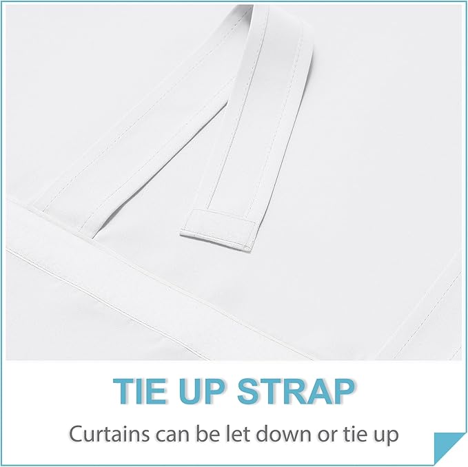 RYB HOME White Curtain for Door Window Short Room Darkening Curtain | Self - Image 4