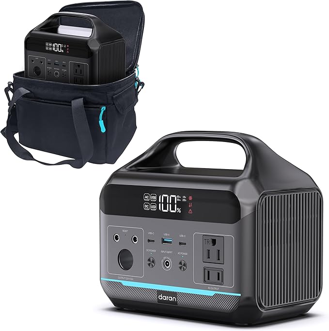 Portable Power Station 288Wh LiFePO4 Battery, 600W Power Bank with AC Outlet Fast Charging 8.4LB Lightweight Solar Generator with Multi-Port Output for Outdoor Camping, Travel, and Emergency Backup