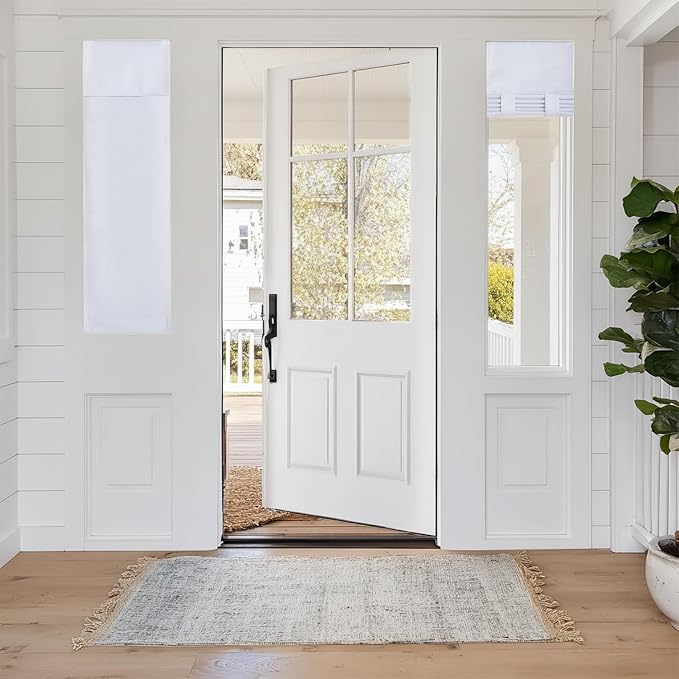 RYB HOME 100% Blackout Door Curtains, Sidlight Window Cover, Pure White | by RYBHOME