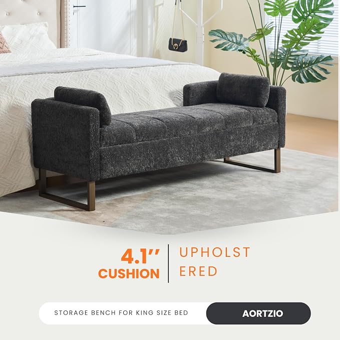 64" King Size End of Bed Storage Bench - Image 5
