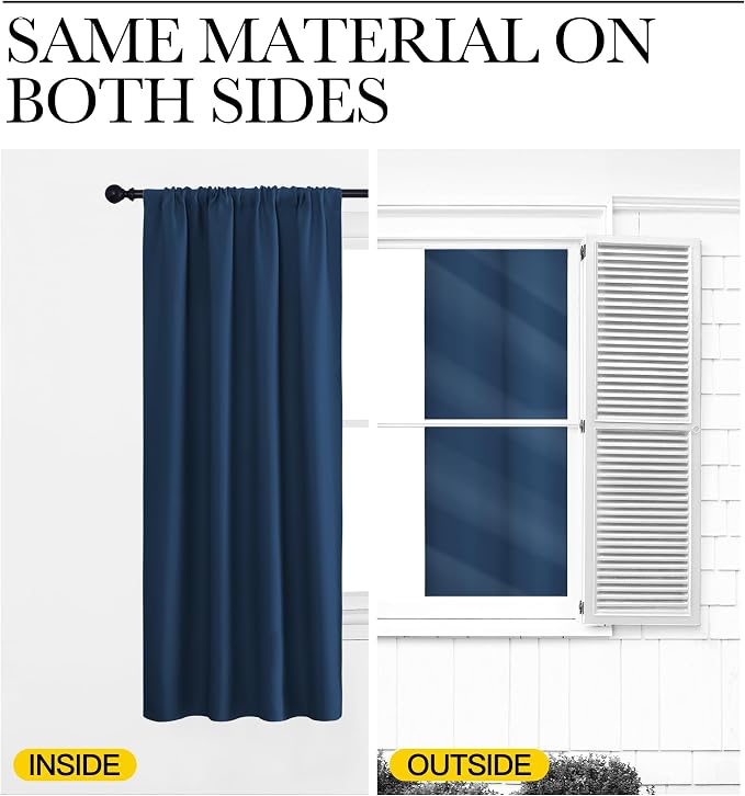 NICETOWN Blackout Curtains for Bedroom, Moroccan Blue, 1 Pair, 70 by 63-inch - Image 5