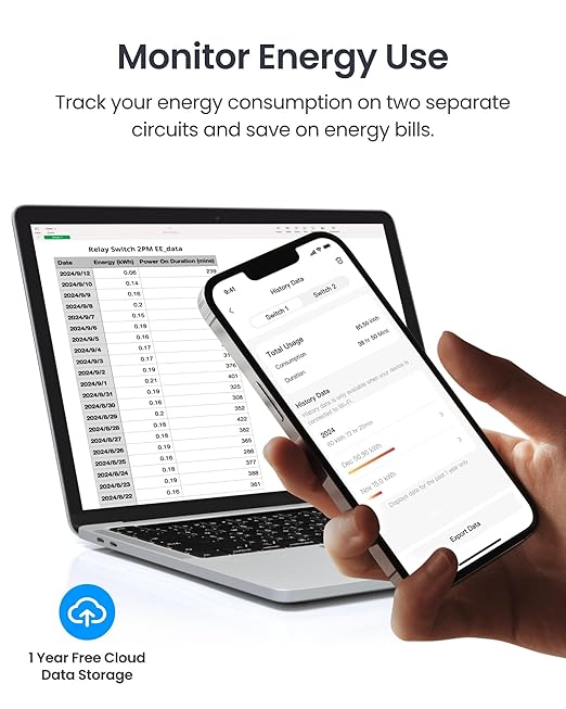 SwitchBot WiFi Switch 2PM Compatible with Alexa/Apple Home/Google Home, Power-Measuring Relay Switch Module with Integrated Bluetooth Repeater and Dry Contact, Wi-Fi 2.4 GHz, 16A (Pack of 4)