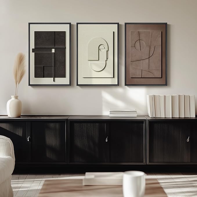 3D Textured Framed Abstract Wall Art, 3 Piece Modern Paintings Artwork - Image 8