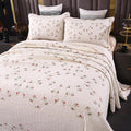 ROOMLIFE Quilt Set Twin Floral Leaves 3D Embroidery Pattern 2-Piece Cotton | by ROOMLIFE