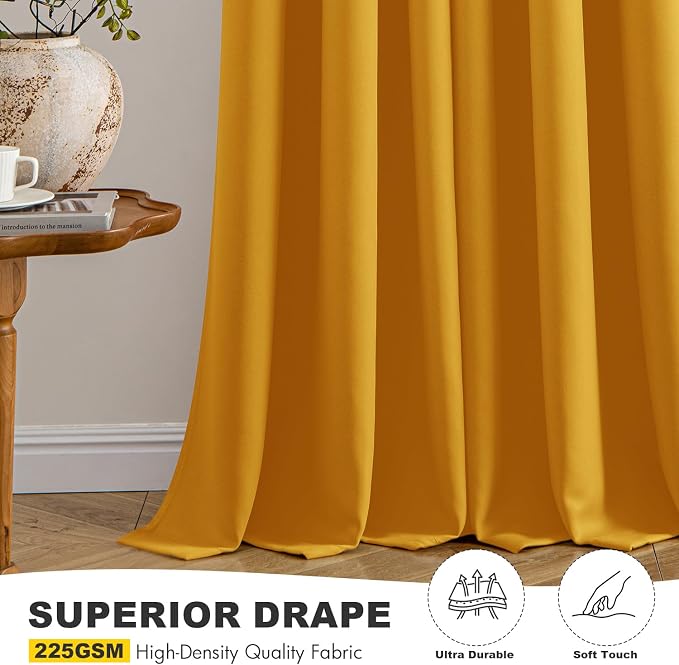MIULEE Blackout Curtains for Bedroom 2 Panel 40x54 Inch Long Mustard Yellow | - Image 5