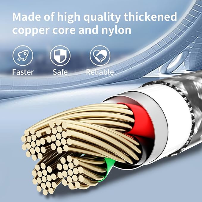 Firsting Multi Charging Cable,(2Pack 4FT) 3 in 1 Charging Cable for Multiple Devices, Nylon Braided Universal Charger Phone Charger Cord with Type-C,Micro USB,IP Port for iPhone16/15 Series/Phone&Pad