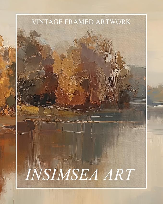 InSimSea Extra Large Framed Fall Wall Art, Autumn Lake Landscape, 20x40inch | - Image 8