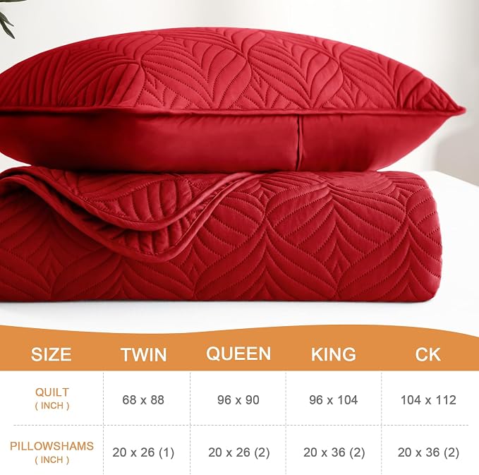 Whale Flotilla Extra Soft King Quilt Bedding Set, Lightweight Bedspreads | Red - Image 4