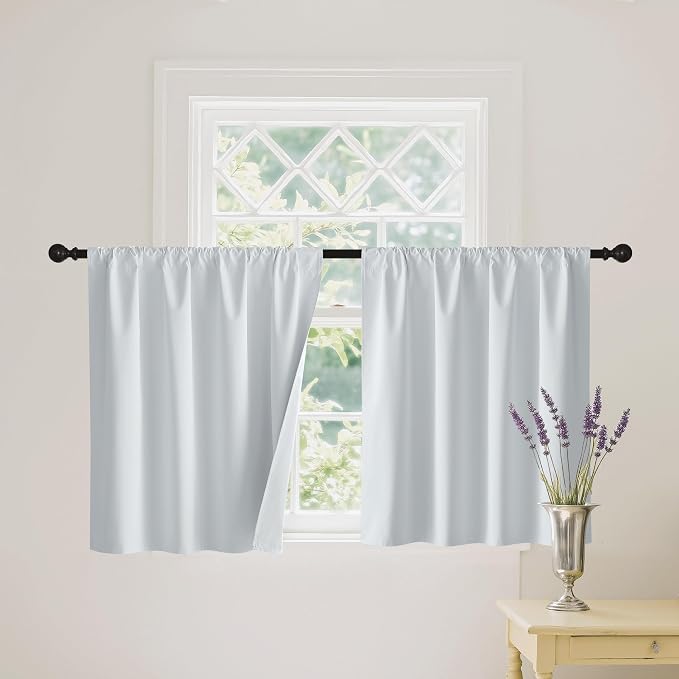 RYB HOME Short White 100% Blackout Curtains by RYBHOME