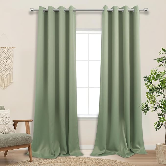 KOUFALL Green Curtains 108 Inches Long, Boho Room Darkening Thermal Blackout - Image 4