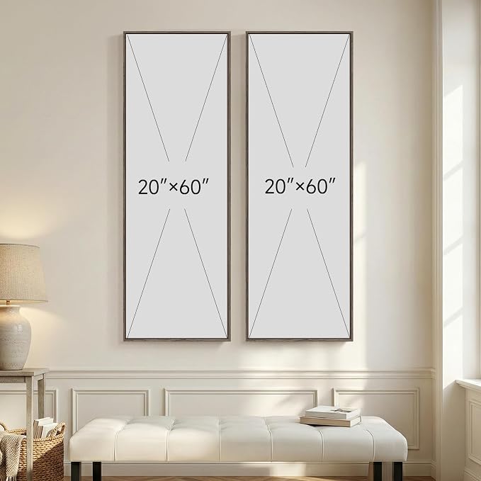 Large Framed Brown Beige Abstract Long Narrow Wall Art - Image 7