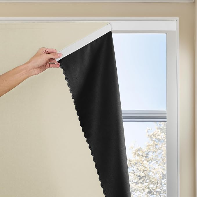 JILRON Adhesive Curtain 100% Blackout No-Drill Easy Install by JILRON