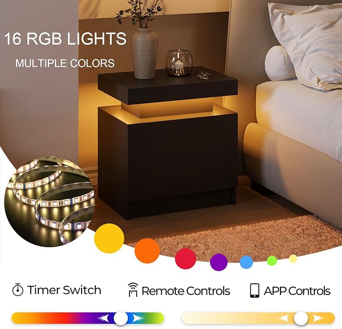 Modern White LED Nightstand for Bedroom Bedside Table - Image 5