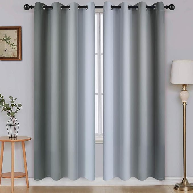 SimpleHome Ombre Grey to Grey White Curtains by SimpleHome