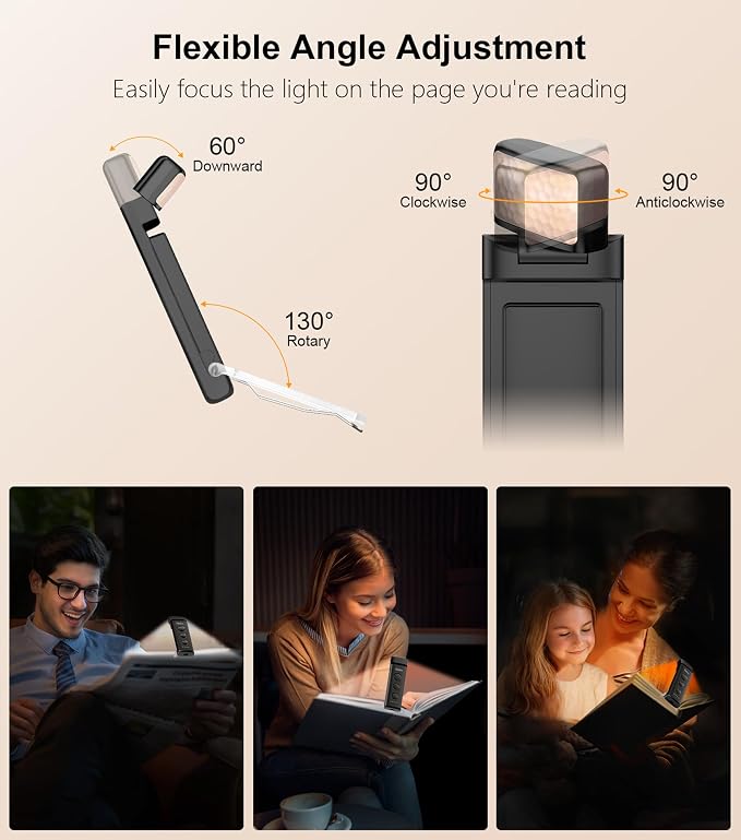 Gritin Book Light Rechargeable, Clip on LED Reading Light - Image 6